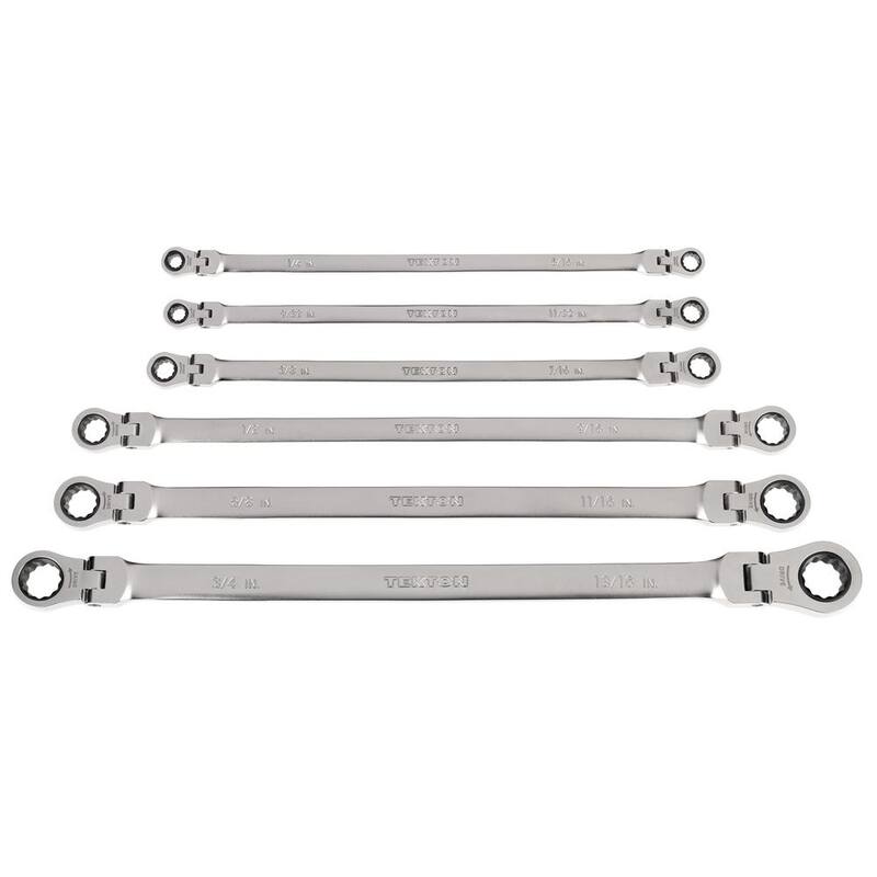 Juego de llaves de estrella de caja de trinquete de 12 puntas TEKTON Long Flex Head de 6 piezas (1/4-13 pulg./16 pulg.) - WRB96000
