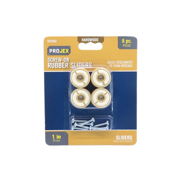 Kd Gabinetes 1 in. Dia. Screw on Rubber Chair Glide, Beige, 8PK - KD3308705
