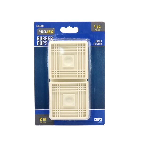 Projex Projex Rubber Caster Cup White Square 2 in. W X 2 in. L 4 pk - P0021