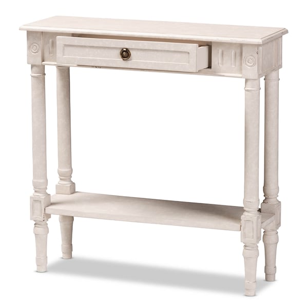 Baxton Studio Ariella Country Cottage Farmhouse Whitewashed 1-Drawer Console Table - 147-8188