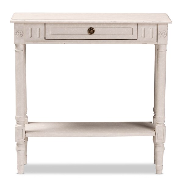 Baxton Studio Ariella Country Cottage Farmhouse Whitewashed 1-Drawer Console Table - 147-8188