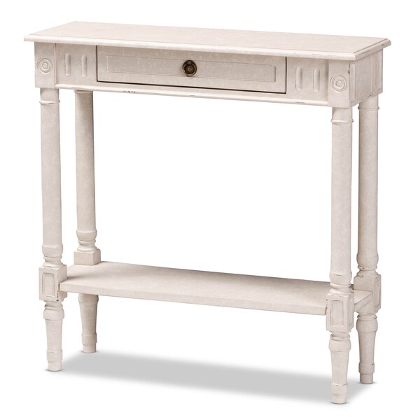 Baxton Studio Ariella Country Cottage Farmhouse Whitewashed 1-Drawer Console Table - 147-8188