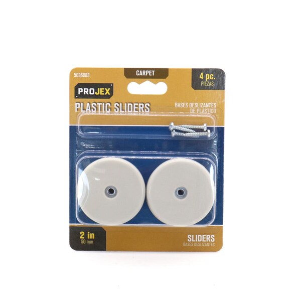 Kd Gabinetes 1.18 in. Dia. Nail on Plastic Chair Glide, White, 4PK - KD3307247