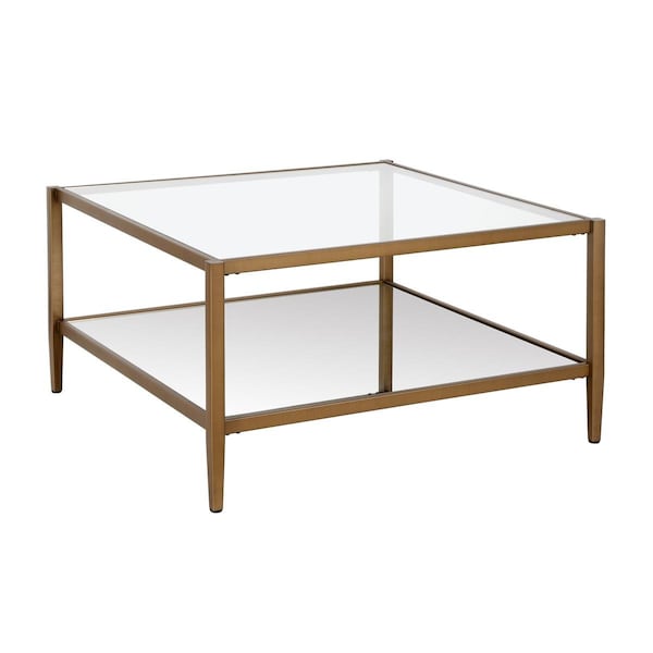 Hudson & Canal Henn Hart Hera Antique Brass Square Coffee Table - 17 x 32 x 32 in. - CT0454