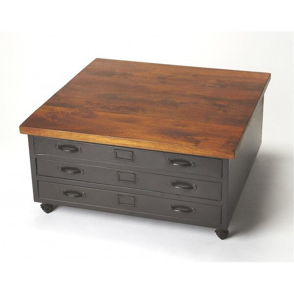 Homeroots 18 x 36 x 35.5 in. Industrial Chic Coffee Table, Multicolor - 389935