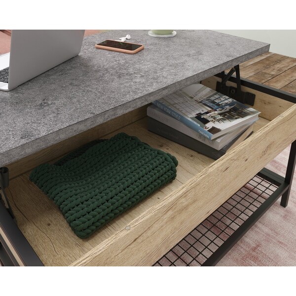 Sauder Market Commons Lift Top Coffee Table 3a , Top lifts up and forward to create versatile work surface - 431299