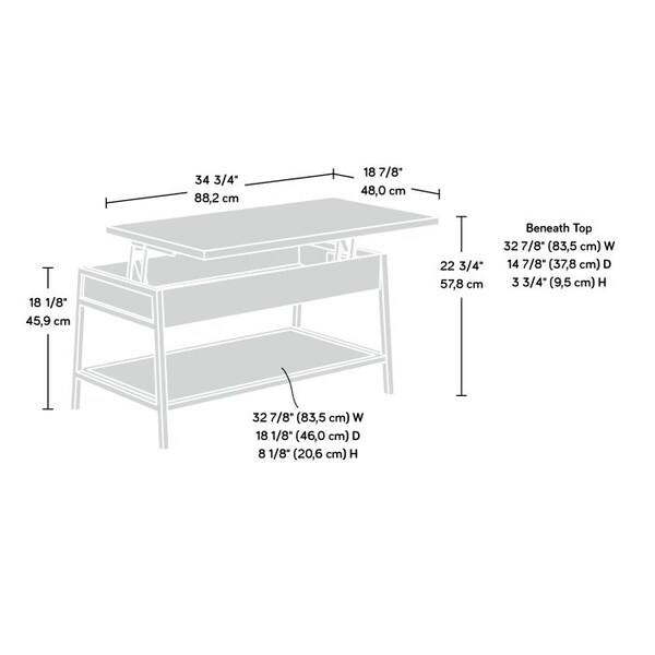 Sauder Market Commons Lift Top Coffee Table 3a , Top lifts up and forward to create versatile work surface - 431299