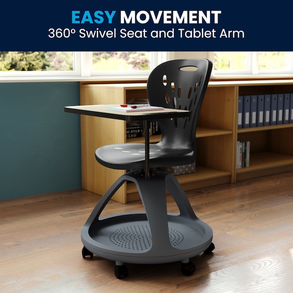 Flash Furniture Black Mobile Desk Chair - 360 Degree Tablet Rotation - YU-YCX-019-BK-GG