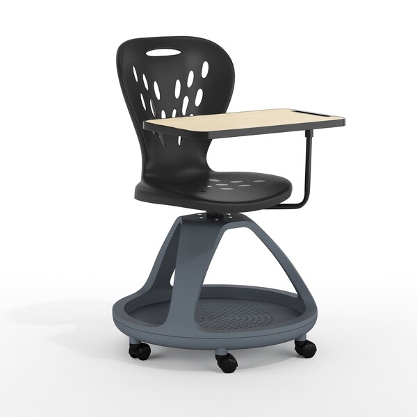 Flash Furniture Black Mobile Desk Chair - 360 Degree Tablet Rotation - YU-YCX-019-BK-GG