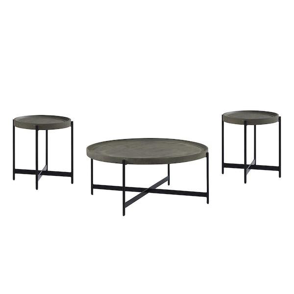 Alaterre Furniture Brookline 3-Piece Living Room Set with 42" Round Coffee Table and Two 20" End Tables - AWBL181842CC
