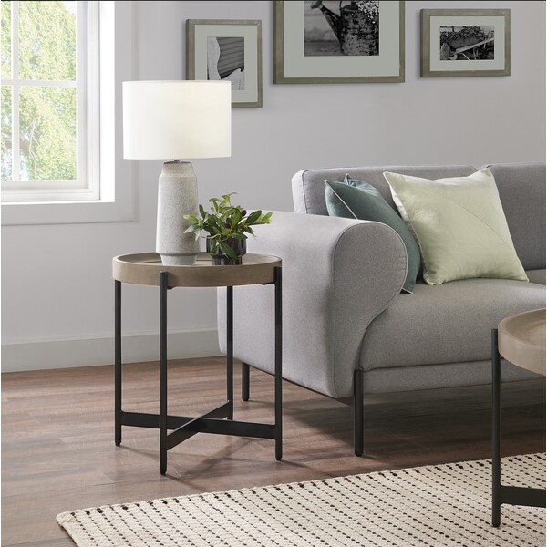 Alaterre Furniture Brookline 3-Piece Living Room Set with 42" Round Coffee Table and Two 20" End Tables - AWBL181842CC