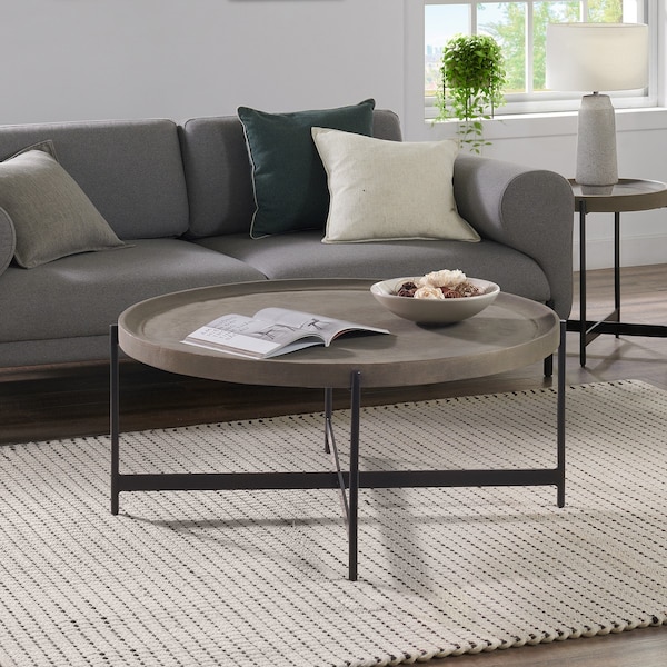 Alaterre Furniture Brookline 3-Piece Living Room Set with 42" Round Coffee Table and Two 20" End Tables - AWBL181842CC