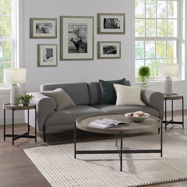 Alaterre Furniture Brookline 3-Piece Living Room Set with 42" Round Coffee Table and Two 20" End Tables - AWBL181842CC