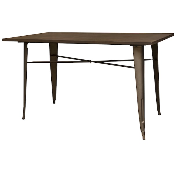 Amerihome Loft Rustic Gunmetal Metal Dining Table with Wood Top - BTABLE30