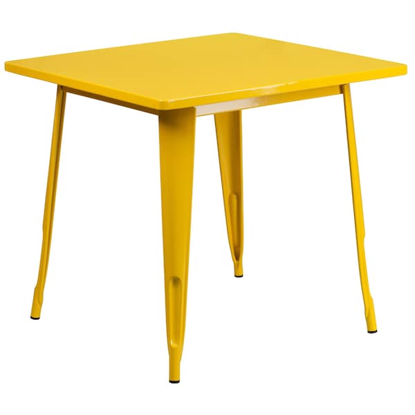 Flash Furniture Yellow Metal Table, 31.5SQ - ET-CT002-1-YL-GG