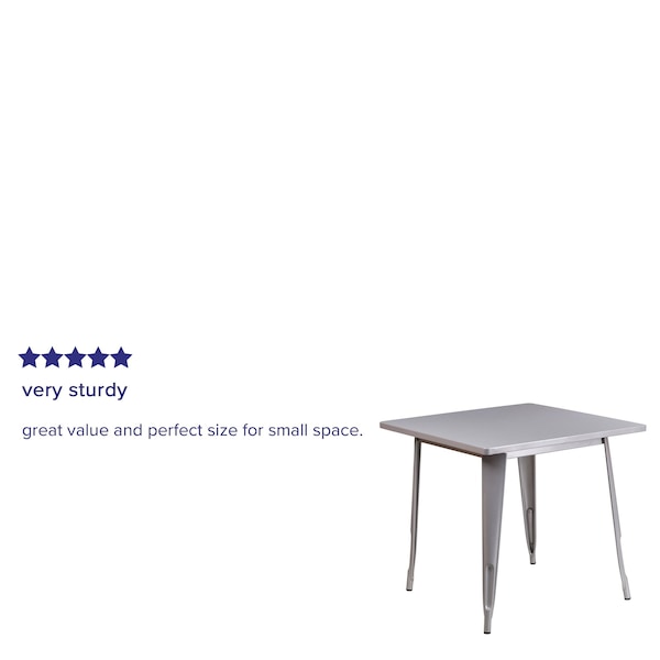 Flash Furniture Silver Metal Table, 31.5SQ - ET-CT002-1-SIL-GG
