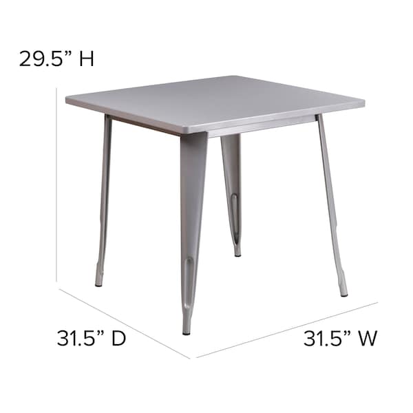 Flash Furniture Silver Metal Table, 31.5SQ - ET-CT002-1-SIL-GG