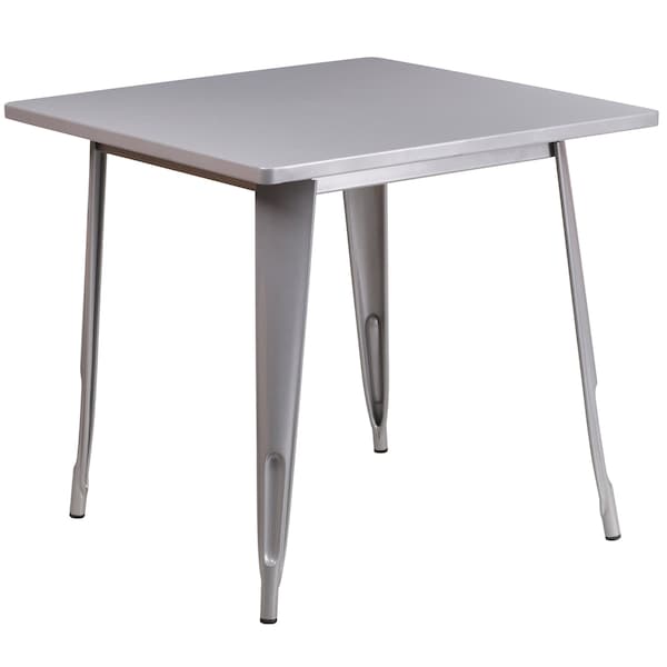Flash Furniture Silver Metal Table, 31.5SQ - ET-CT002-1-SIL-GG