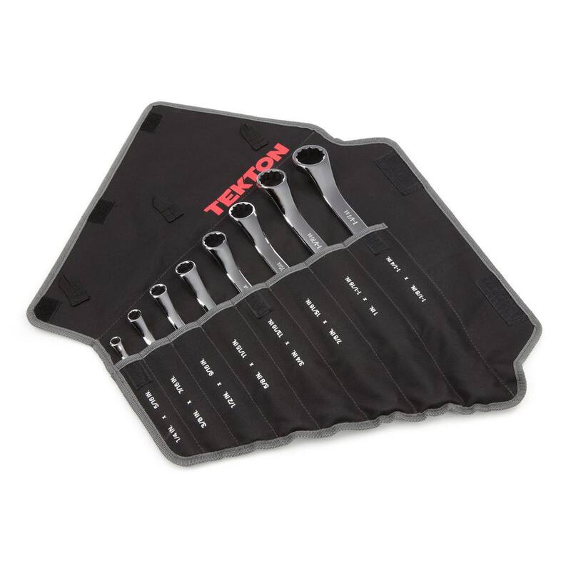 Juego de llaves de boca de caja con offset de 45 grados TEKTON, 8 piezas (1/4 - 1-1/4 pulgadas) - Estuche - WBE23508