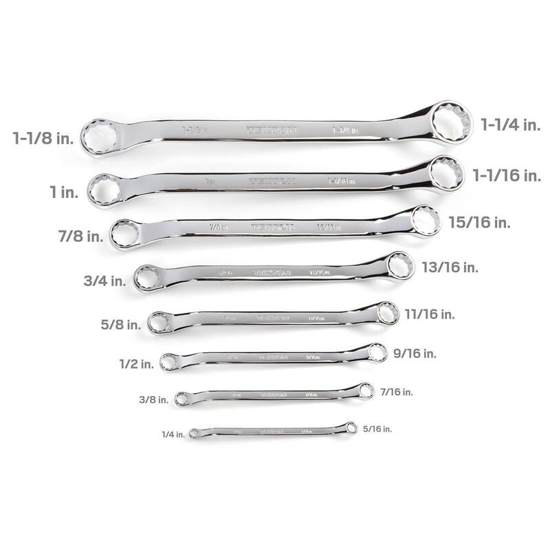 Juego de llaves de boca de caja con offset de 45 grados TEKTON, 8 piezas (1/4 - 1-1/4 pulgadas) - Estuche - WBE23508