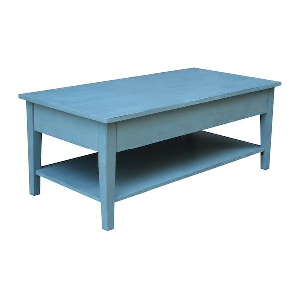 International Concepts Rectangle Spencer Coffee Table, 48 in W X 24 in L X 19 in H, Wood, Antique Rubbed Ocean Blue - OT32-8C