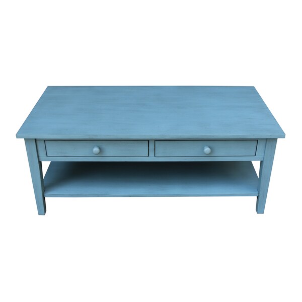 International Concepts Rectangle Spencer Coffee Table, 48 in W X 24 in L X 19 in H, Wood, Antique Rubbed Ocean Blue - OT32-8C