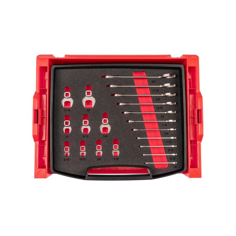 Juego de llaves de ángulo y corona TEKTON de 1/4 a 3/4 pulgadas con cajón superior abierto y soporte (20 piezas) - OLB94206