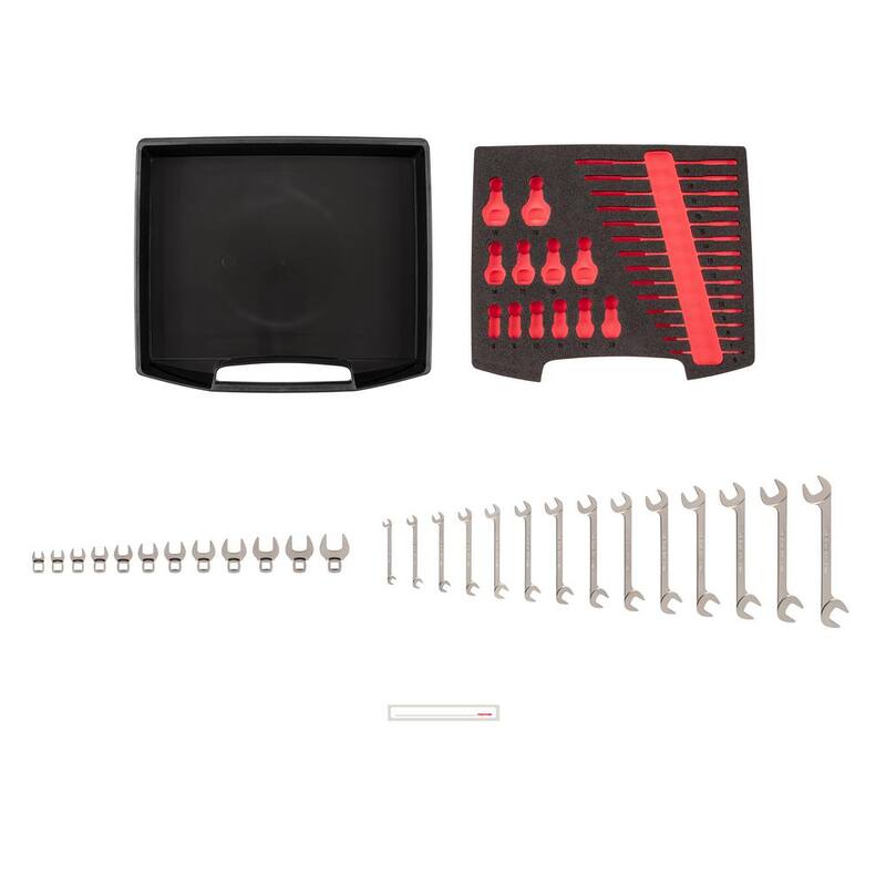 Juego de llaves de cabeza angular y boca de corona TEKTON de 6 a 19 mm con cajón superior abierto y rack (26 piezas) - OLB94207