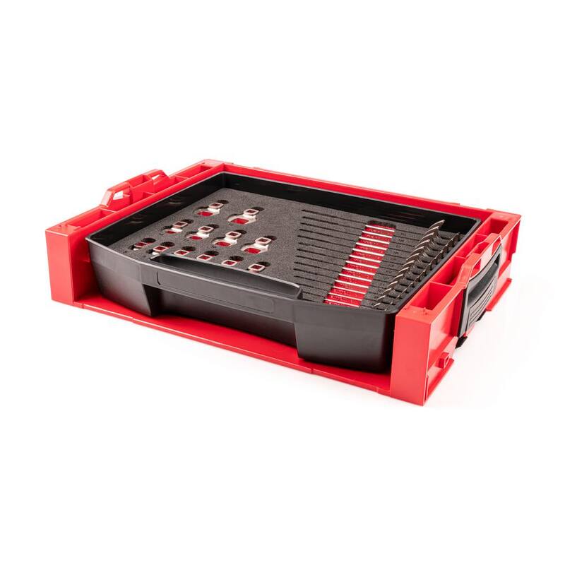 Juego de llaves de cabeza angular y boca de corona TEKTON de 6 a 19 mm con cajón superior abierto y rack (26 piezas) - OLB94207