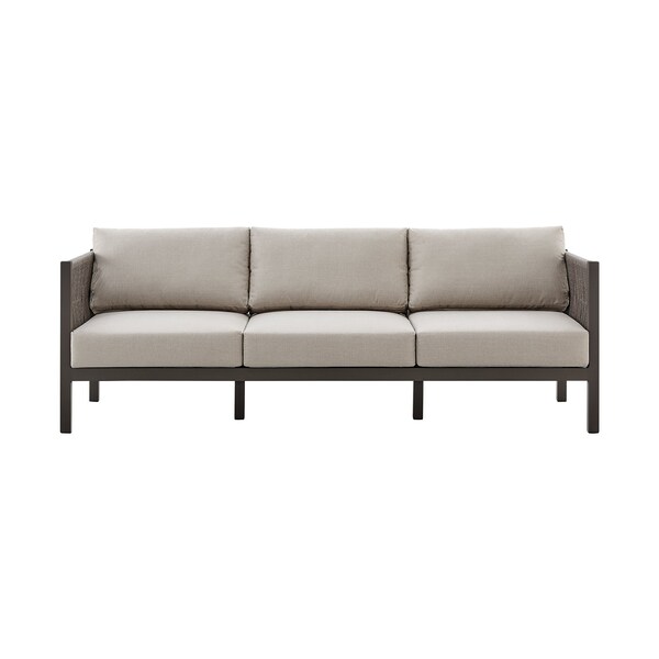 Armen Living Mareike Aluminum Outdoor Coffee Table in Brown with Ceramic Tabletop - SETODMADBRNBX4