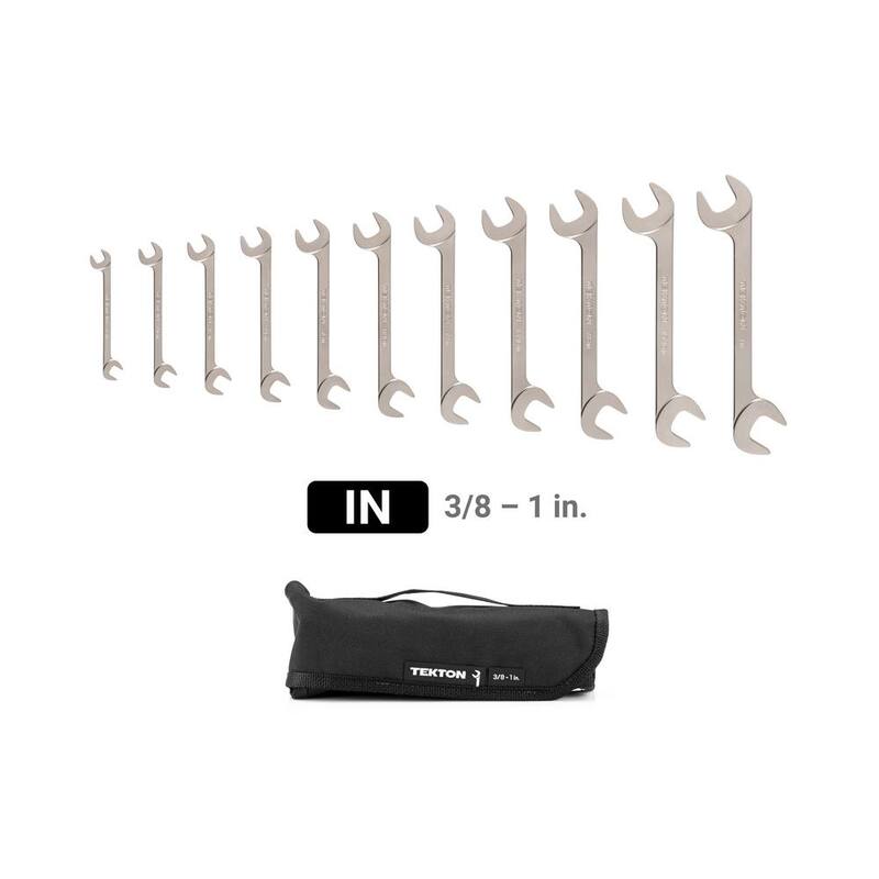 Juego de llaves de extremo abierto con cabeza angular de TEKTON de 3/8 a 1 pulgada y estuche (11 piezas) - WAE91402