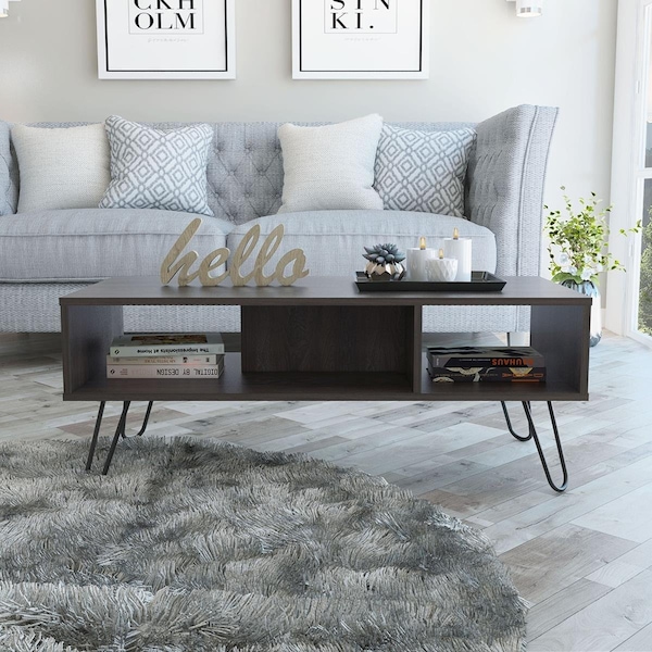 Homeroots 40 in. Manufactured Wood Rectangular Coffee Table, Carbon Espresso - 477837