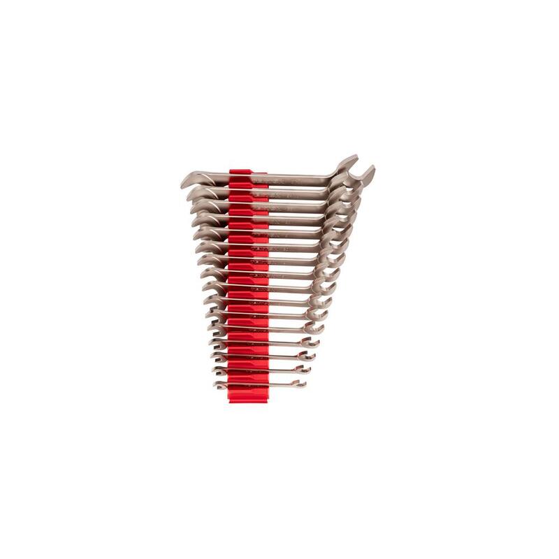 Juego de llaves de extremo abierto con cabeza angular TEKTON de 10 a 27 mm con organizador modular de llaves (16 piezas) - WAE92502
