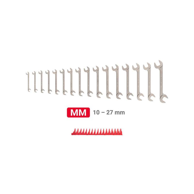 Juego de llaves de extremo abierto con cabeza angular TEKTON de 10 a 27 mm con organizador modular de llaves (16 piezas) - WAE92502
