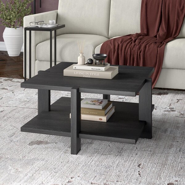 Hudson&Canal Ingrid 34.66 Wide Square Coffee Table in Charcoal Gray - CT1798