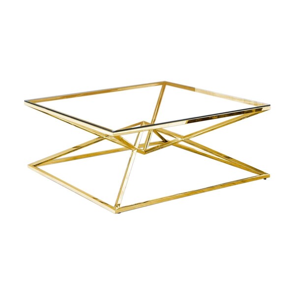 Best Master Furniture Clear Glass With Gold Plated Coffee Table - E51 GOLD PLATED