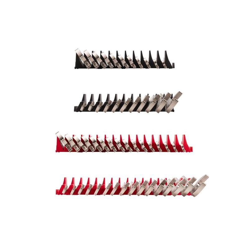 Juego de llaves de extremo abierto con cabezal angular TEKTON de 3/8 a 1 pulgadas, 10 a 27 mm con organizador de llaves modular (27 piezas) - WAE93502