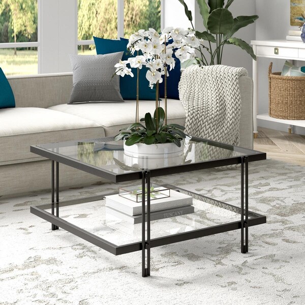 Henn & Hart 17 x 32 x 32 in. Inez Blackened Square Coffee Table Bronze - CT0957