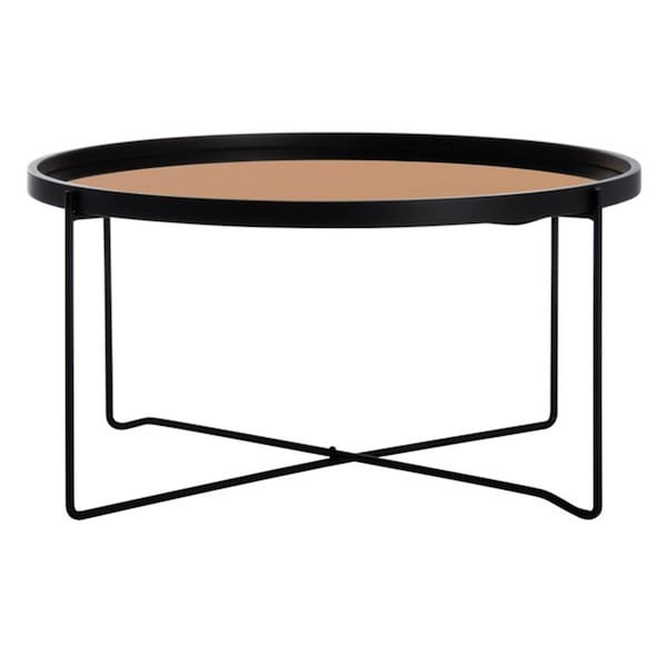 Safavieh 29 x 29 x 15 in. Ruby Round Tray Top Coffee Table Rose Gold & Black - COF4205A