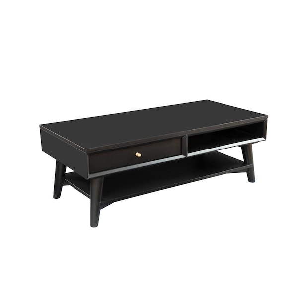 Alpine Furniture Flynn Mid Century Modern Coffee Table, Black - 966BLK-61