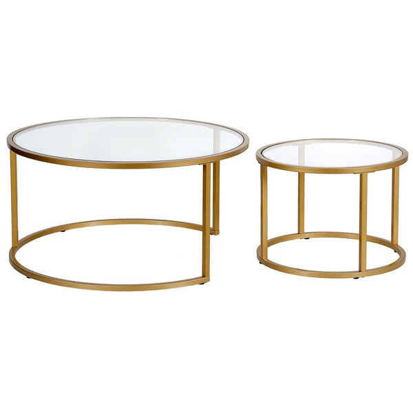 Hudson & Canal Henn Hart Watson Brass Nesting Coffee Table Set - 18 x 35 x 35 in. - CT0587