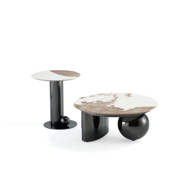 Manhattan Comfort Laurel Coffee Table and End Table Set of 2 in Black - 2-CE1811