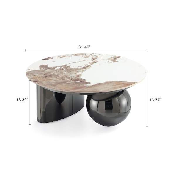 Manhattan Comfort Laurel Coffee Table and End Table Set of 2 in Black - 2-CE1811