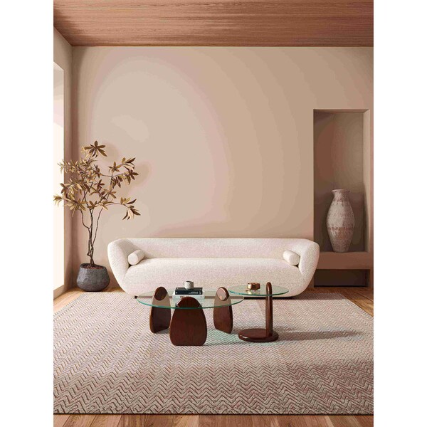 Manhattan Comfort Artesia  Coffee Table and End Table Set of 2 in Dark Walnut - 2-CE0158