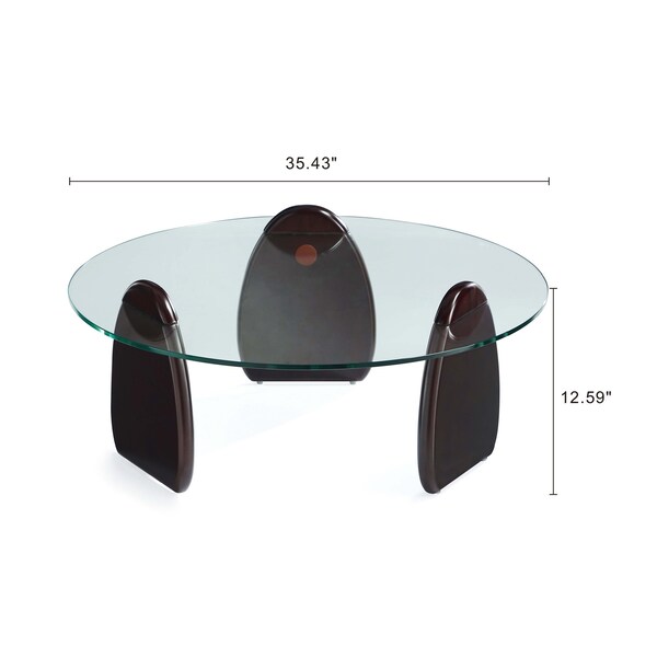 Manhattan Comfort Artesia  Coffee Table and End Table Set of 2 in Dark Walnut - 2-CE0158