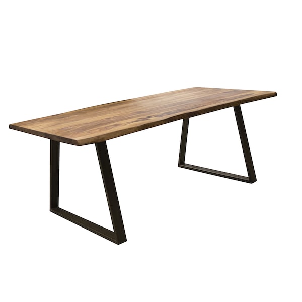Amerihome Dining Table 63" x 35" with Rosewood Top and Metal Legs, Seats 4 to 6 - SWDT63