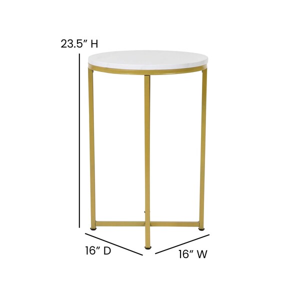 Flash Furniture Hampstead Collection Coffee and End Table Set - White Marbled Laminate Top & Brushed Gold Crisscross Frame, 3 Piece Table Set - NAN-CEK-1787-MRBL-GG