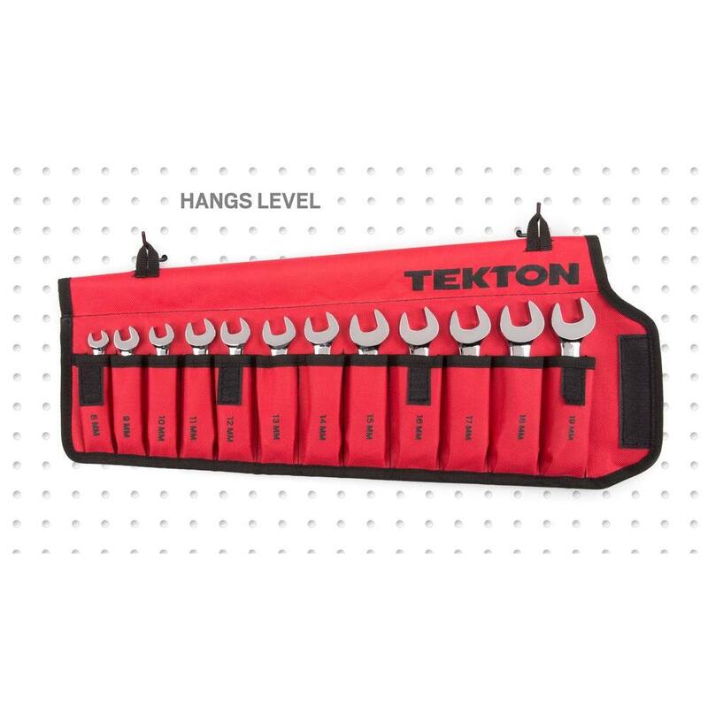 Set de llaves combinadas tipo trinquete de 8-19 mm TEKTON con bolsa (12 piezas) - WRN01190