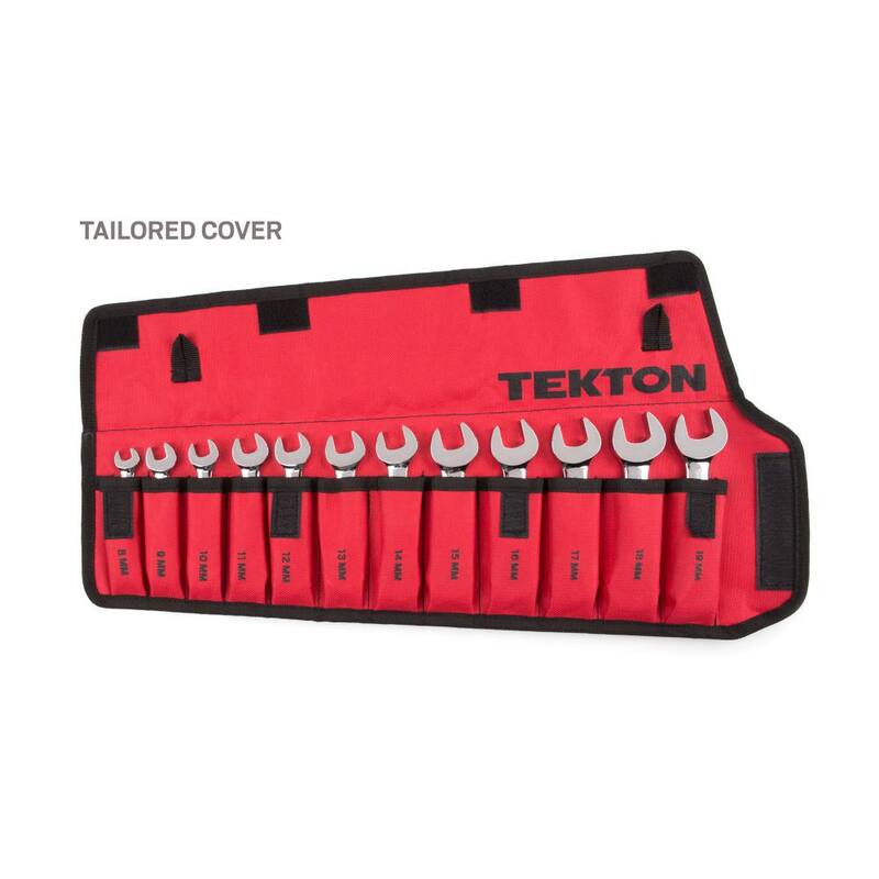 Set de llaves combinadas tipo trinquete de 8-19 mm TEKTON con bolsa (12 piezas) - WRN01190
