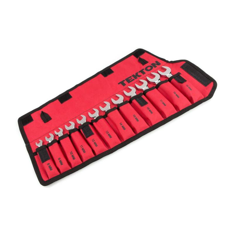 Set de llaves combinadas tipo trinquete de 8-19 mm TEKTON con bolsa (12 piezas) - WRN01190